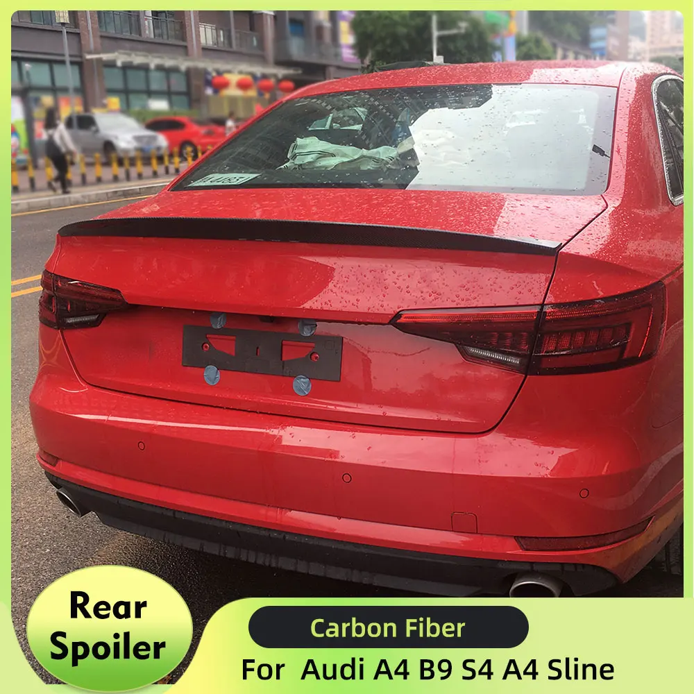 

Carbon Fiber Car Rear Trunk Spoiler for Audi A4 B9 S4 A4 Sline Sedan 2017-2022 Rear Boot Lid Highkick Wing Lip
