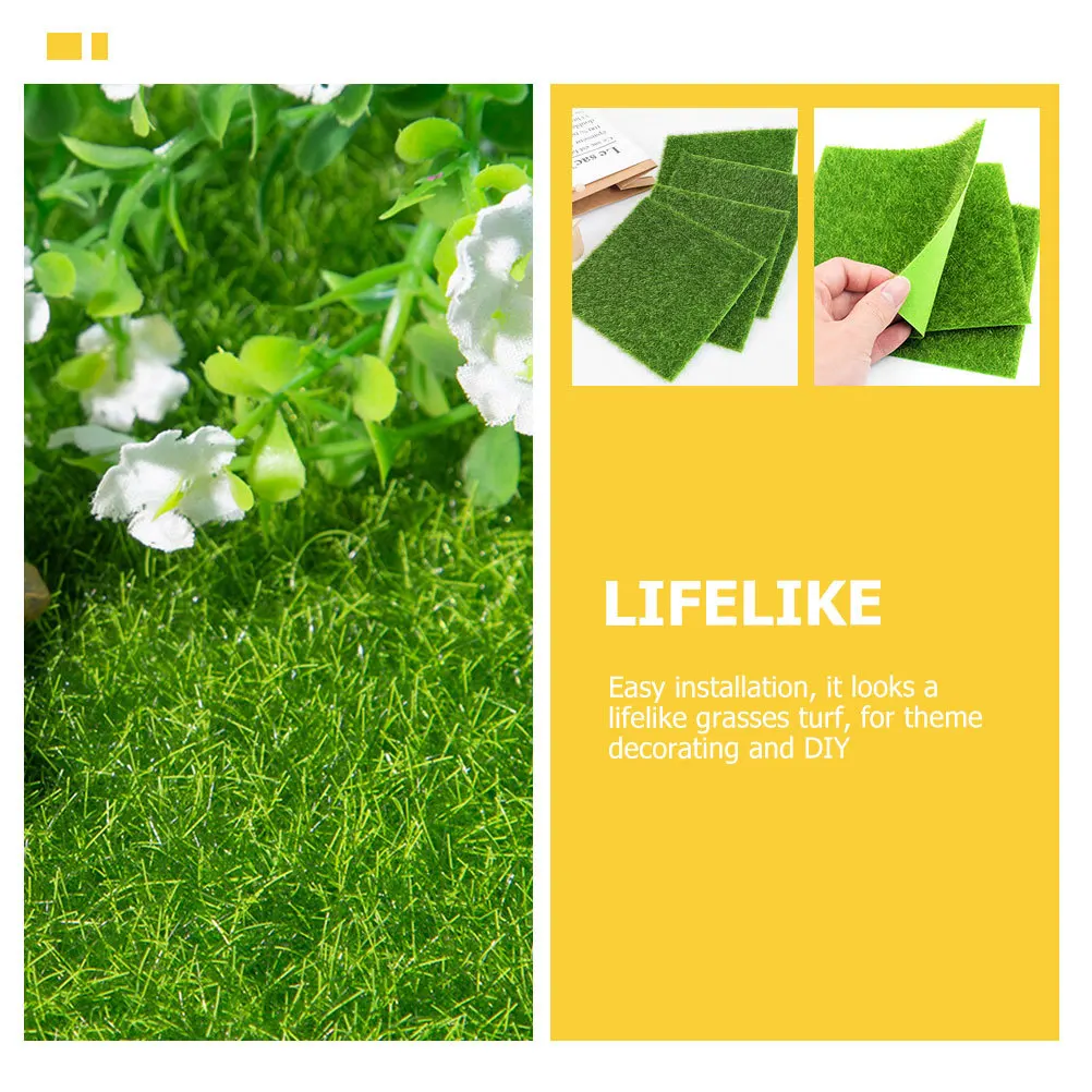 

10Pcs Artificial Grass Mat Simulation Green Turf Decorative Faux Lawn Turf for Balcony Garden Wedding Wall Patio Outdoor Indoor