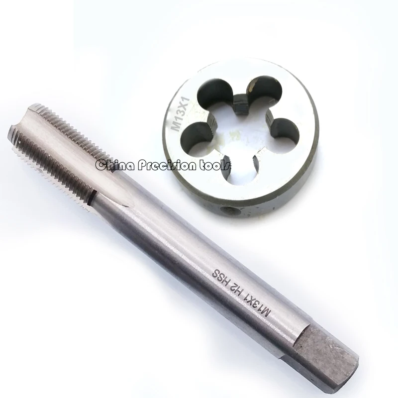 2PCS HSS Metrik Tangan Kanan Tap And Die Set M13 M13X1 M13X1.5 Baik Sekrup Thread Plug Keran Bulat Mati m13X0.75 M13X1.25 M13X0.5