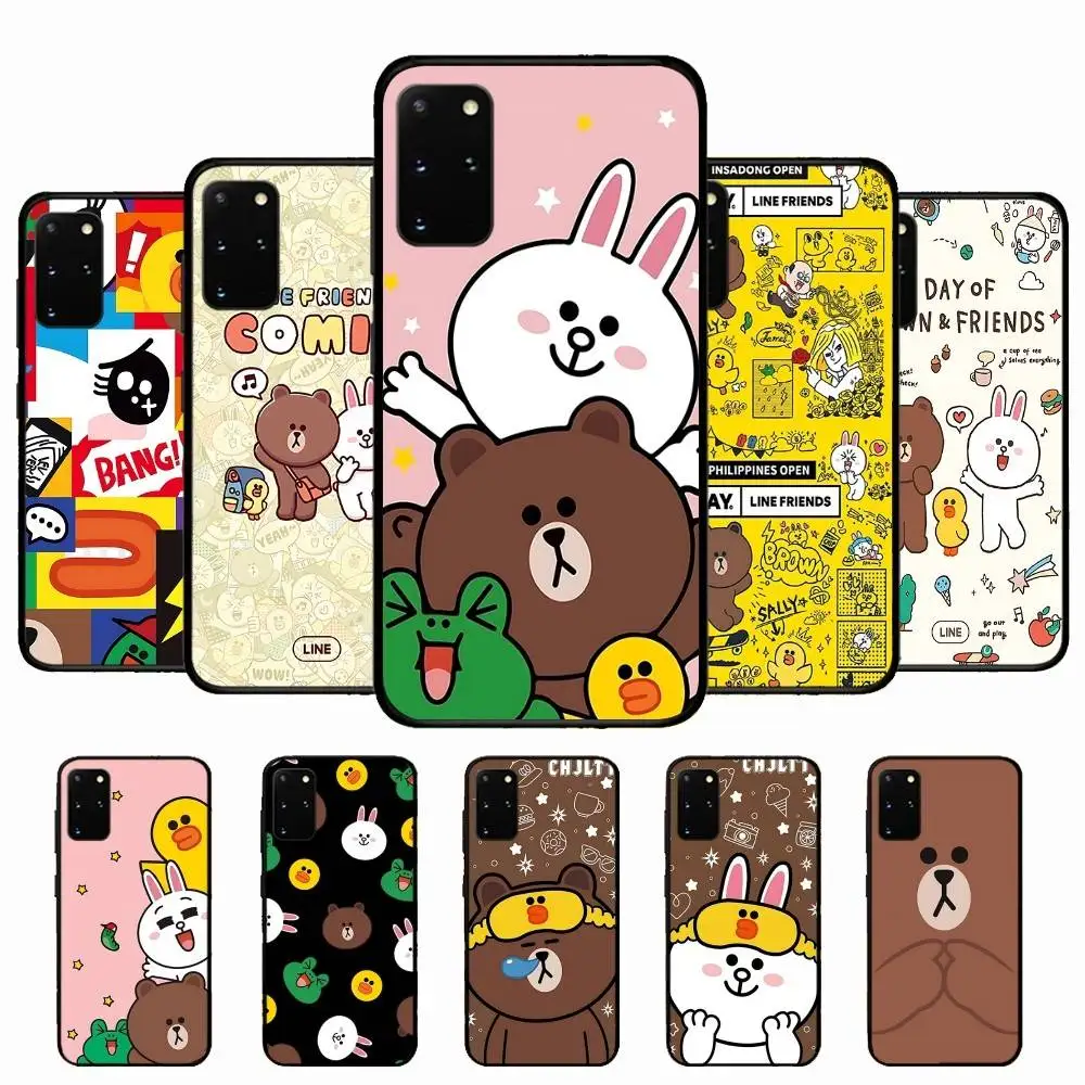 

L-Lines Friends B-Brown Bear Phone Case For Samsung S 24 Fe 25 Ultra Plus 20 Lite 21 30 22 23 24 22 Ultra 5G Fundas
