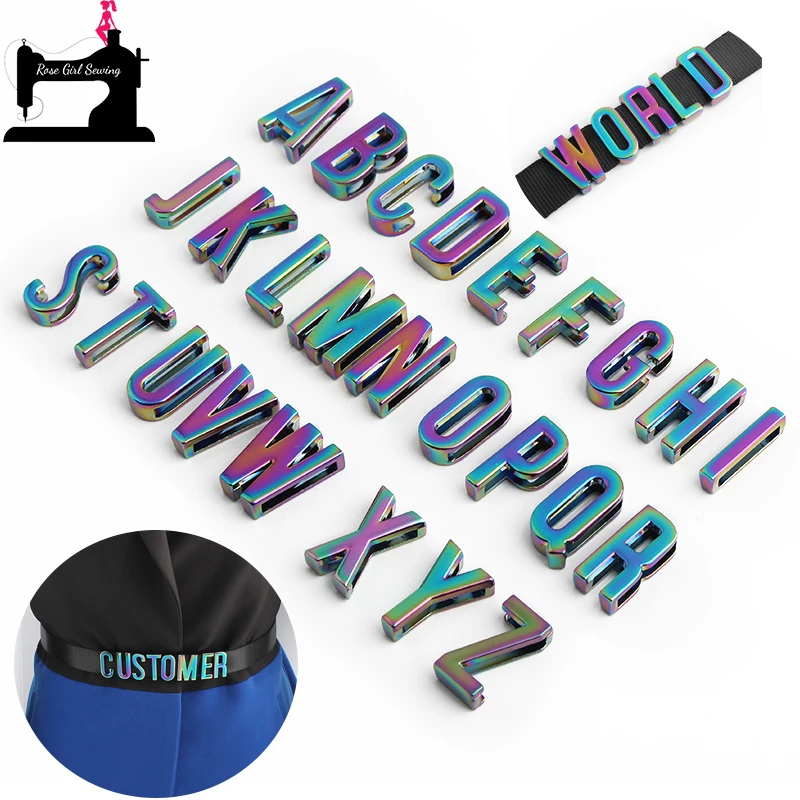 

2 шт. 24x19 мм Радужные металлические полые слайд-буквы для креативной комбинации колье-дизайн логотипа ювелирные изделия на заказ подарок полный алфавит