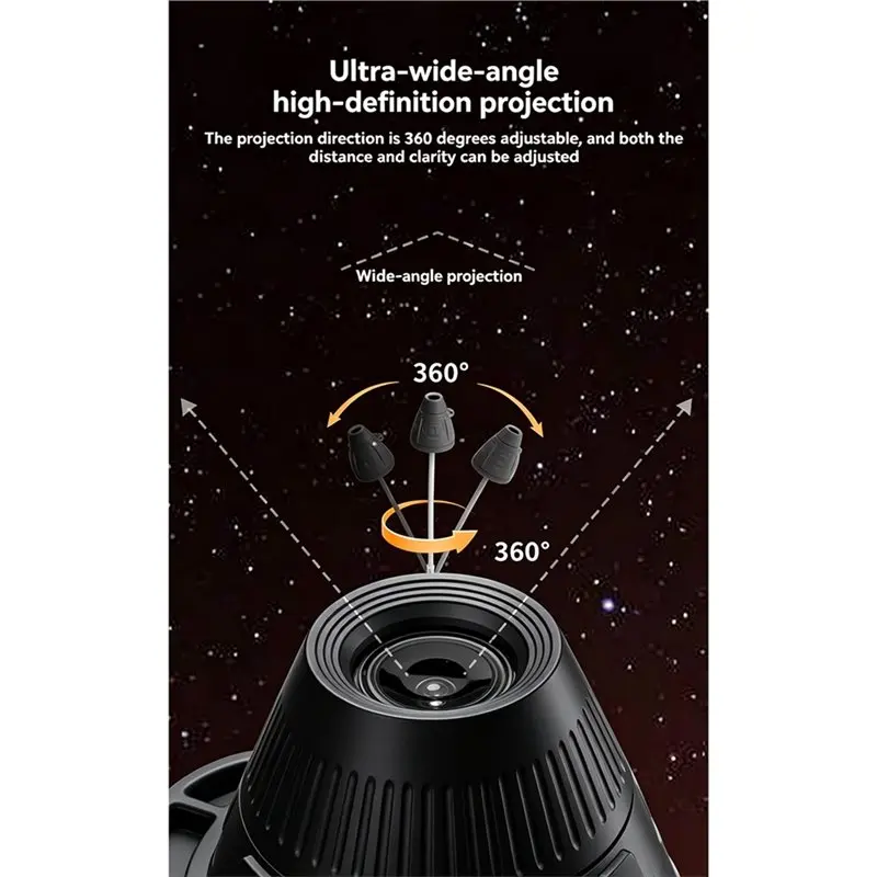 M11K-2-In-1 Starrys Projector Night Light LED Atmosphere Light 360° Adjustable Plug & Play Star Projector For Bedroom Car