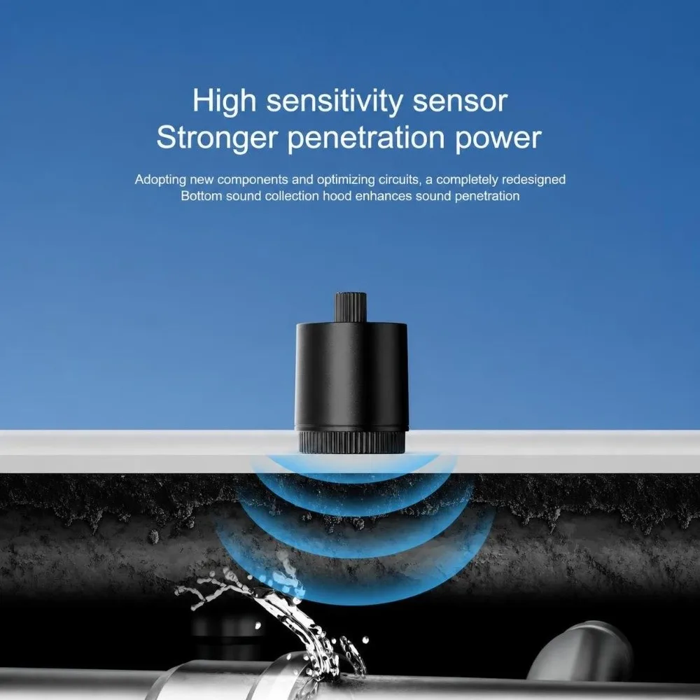 High Sensitivity Pipe Leak Detector Type-C Rechargeable Knob Control Pipeline Sound Amplifier Gain Adjust Earphone Supported