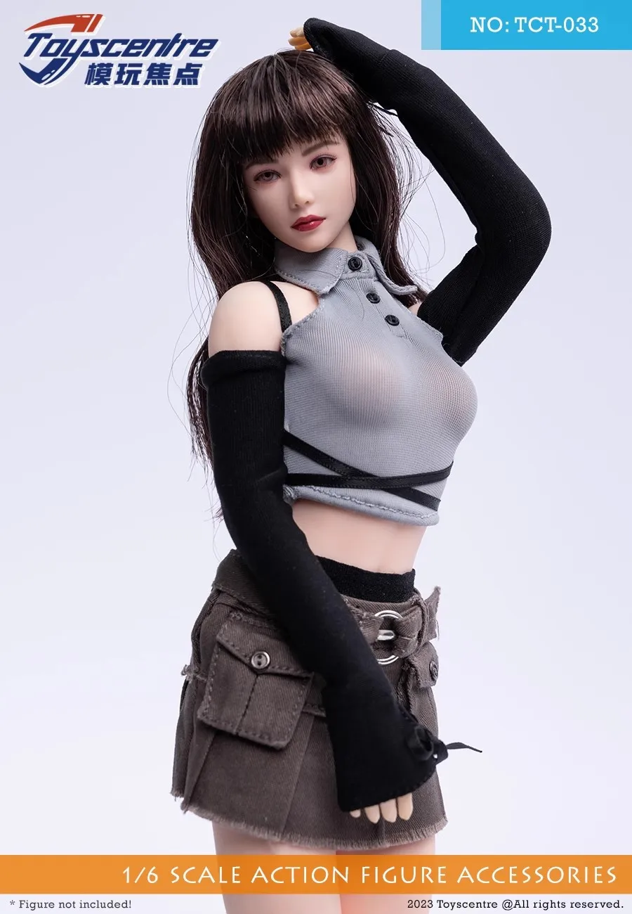 Toyscentre TCT-033 1/6 Soldier Fashion Strapless T-shirt Work Skirt Hot Girl Clothes Model Fit 12'' Action Figure Body In Stock