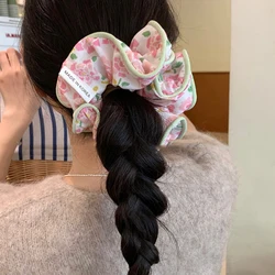 Korea oversized Print Scrunchies For Women big Flower Hair Bands Girl Elastic Hair Tie Large Pink Hairband crunchy for hair Rope