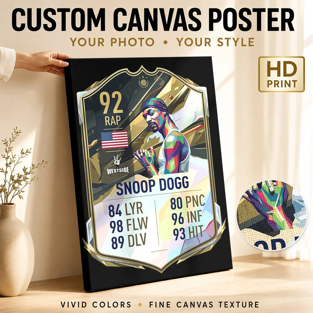 Eminem  Ultimate Team Card Canvas Poster Personalized Photo Retro Music Wall Art for Bedroom Decor Ready to Hang Gift for Fans