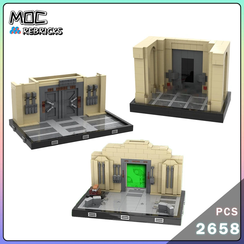 

Строительные блоки MOC, диорама с подвижными дверями, модульная модель «сделай сам», технология, кирпичи, головоломки, игрушки для мальчиков, рождественские подарки