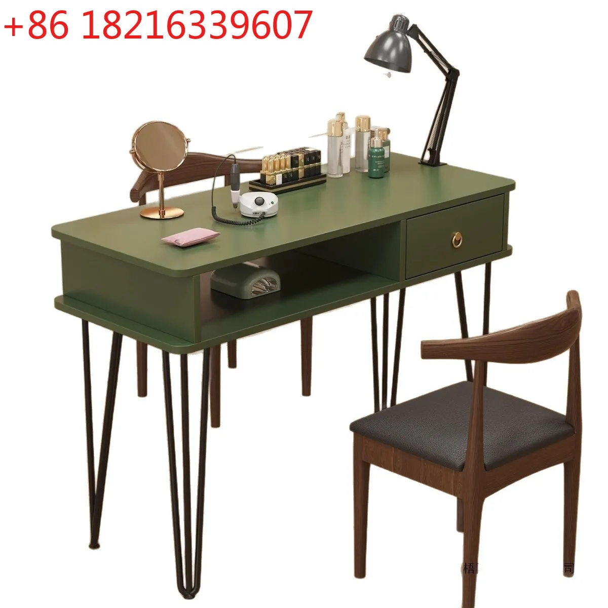 YAO retro solid wood walnut manicure table American vacuum cleaner table single double simple set economical