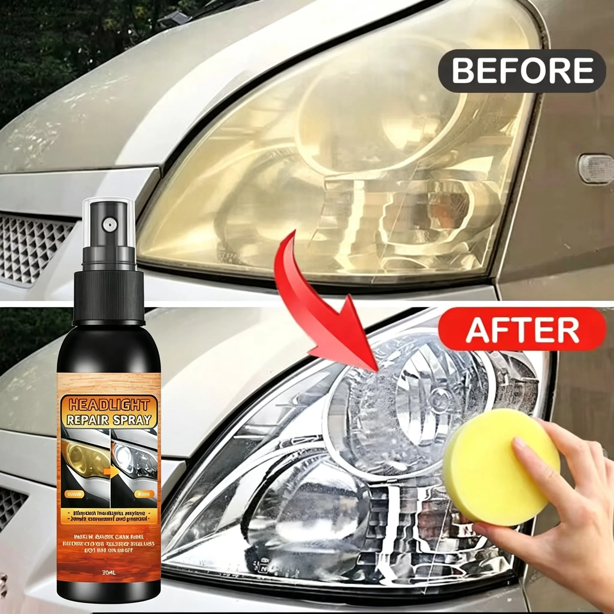Car Lamp Restoration Polishing Kit - Headlight Scratch Remover & Oxidation Cleaner Repair Paste for Headlamp Assembly Polish Wax