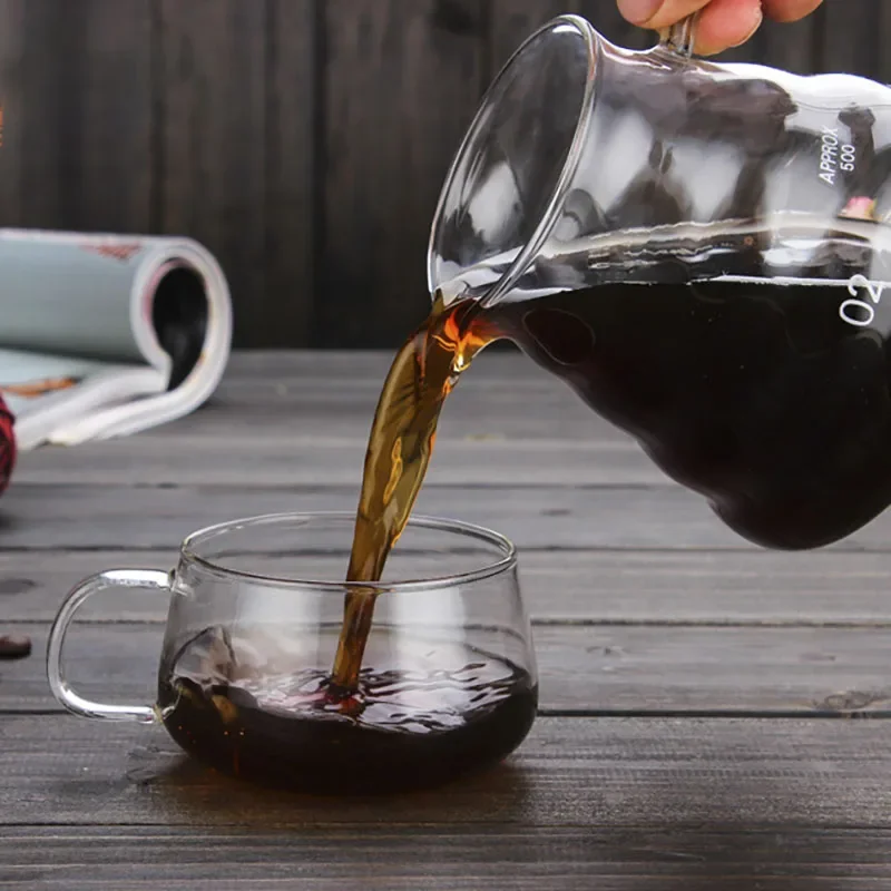 Coffee Carafe, 350/600ml Coffee Clear Glass Kettle Sharing Pot with Lids, Pour Over Coffee Espresso Maker Accessories