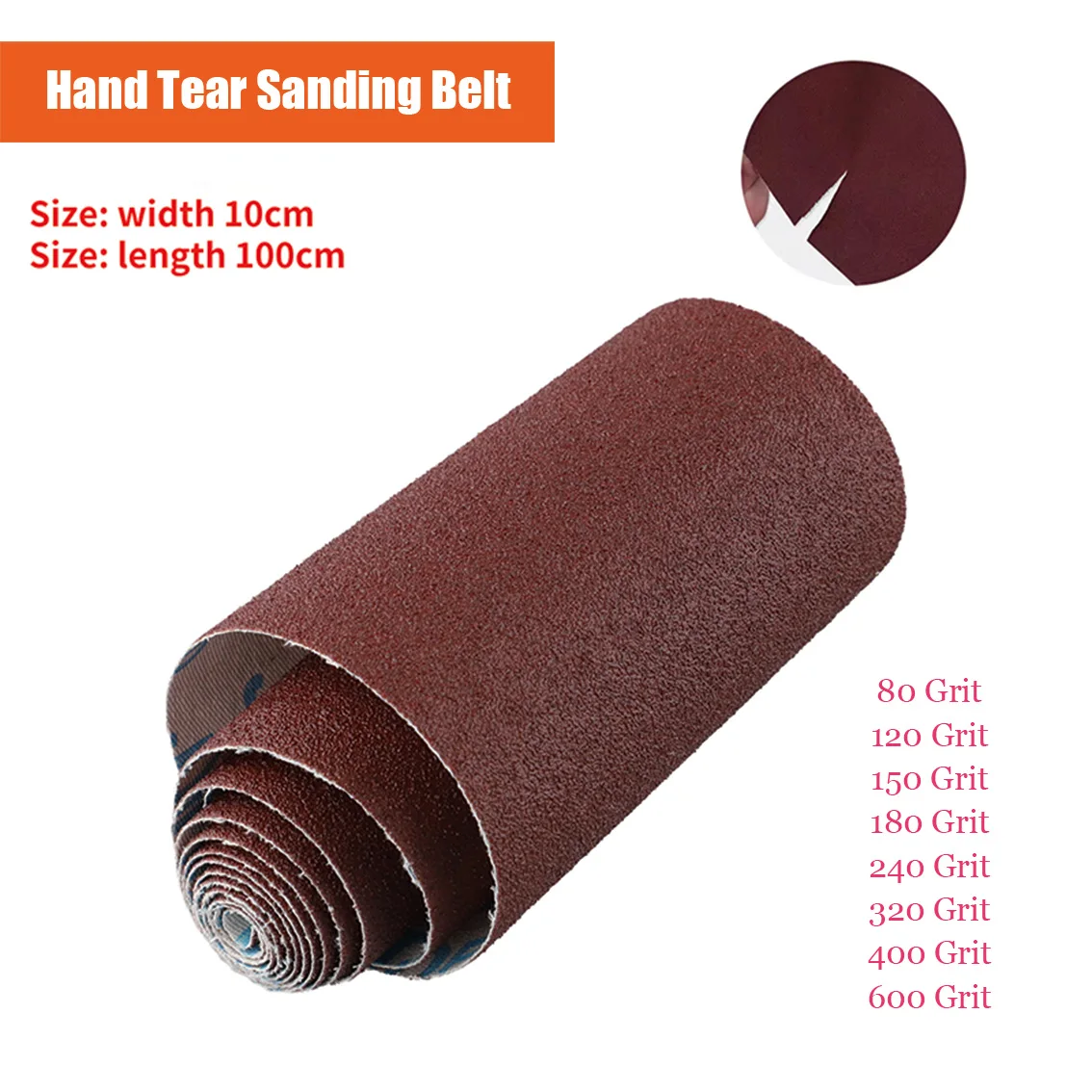 

1/2Pcs 1Meter 100mm Wide Hand Tear Sanding Belt 80-600Grit Soft Sand Cloth Woodworking Furniture Metal Polishing and Grinding