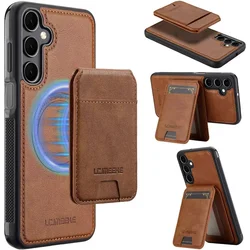 Detachable Magnetic Card Holder Wallet Case For Samsung Galaxy S25 Ultra S24 Plus S23+ Plus Shockproof Protective Leather Cover