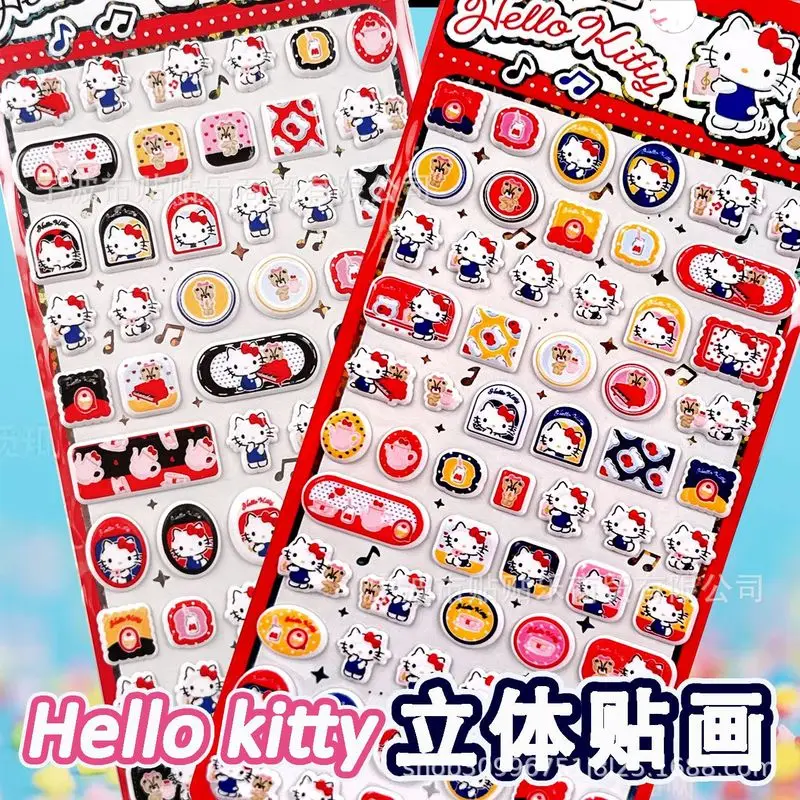 

4pcs Kawaii KT Cat 3d Bubble Stickers Sakura Creative Girl'S Diy Phone Case Camera Decoration Children'S Reward Toy