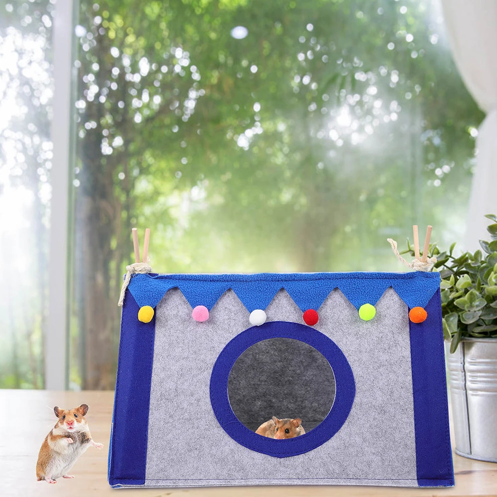 

Christmas Green Small Pet House Tent Durable Felt Wood Material Hamster Hideout Warm Breathable Small Animal Bed Nest Christmas