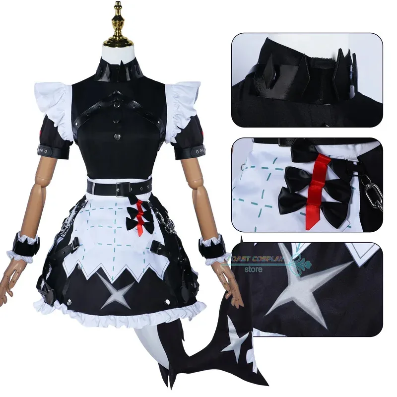 Ellen Joe Gioco Cosplay Zenless Zone Zero Ellen Joe Costume Cosplay Vestito da cameriera Zenless Zone Zero Dress Tail Abiti da festa
