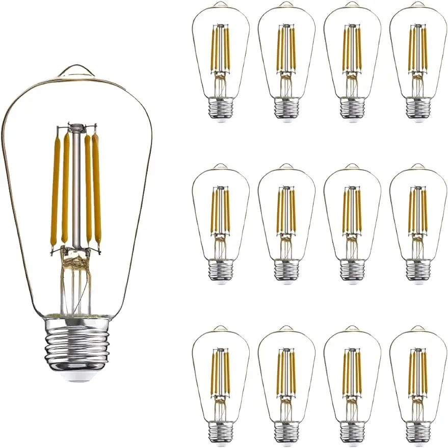 

12 Pack LED Edison Bulbs 40w Equivalent, 4 Watt LED Filament Bulb, 2700K Soft White ST19 Light Bulb, 450lm E26 Vintage LED Bulbs