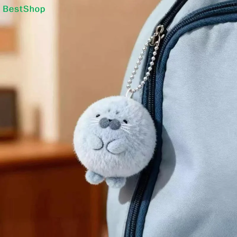 〔Q〕10cm Super Cute Seal Gray Ball Plush Pendant Cartoon Animal Hanging Ornament Soft Toy For Decoration