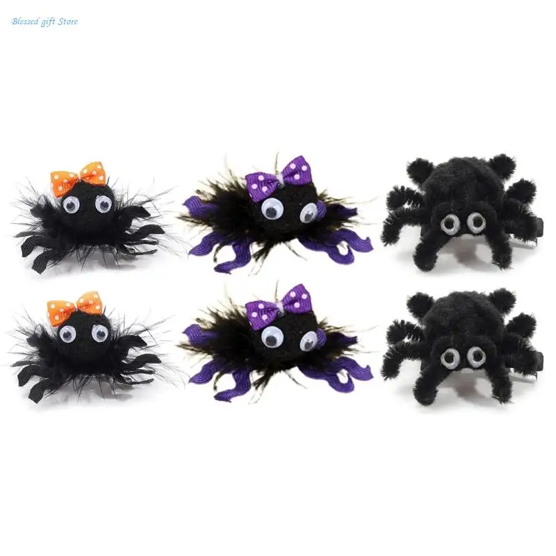 Spiders Hairpin Set for Baby Girls Trendy Animal Hairclip Hair Barrettes for Kids Party Decor Headdress Hair Accessories