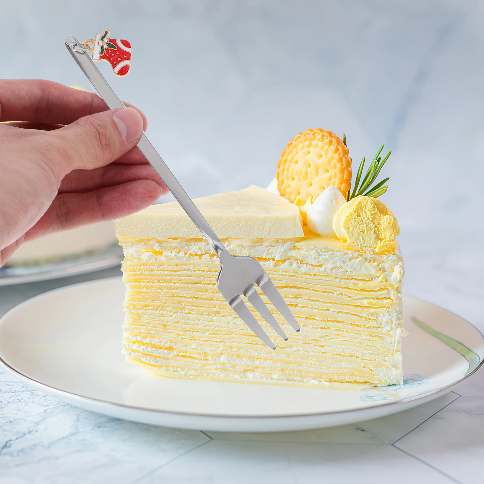 

6Pcs Coffee Dessert Spoons Stainless Steel Flatware Christmas Tableware Set Festive Design Mini Spoons for Holiday Parties