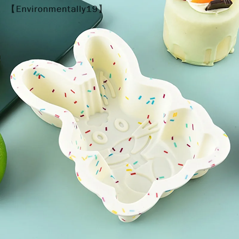 Cetakan memanggang kue, cetakan Fondant dapur DIY, cetakan puding, makanan penutup, silikon telur kelinci Paskah
