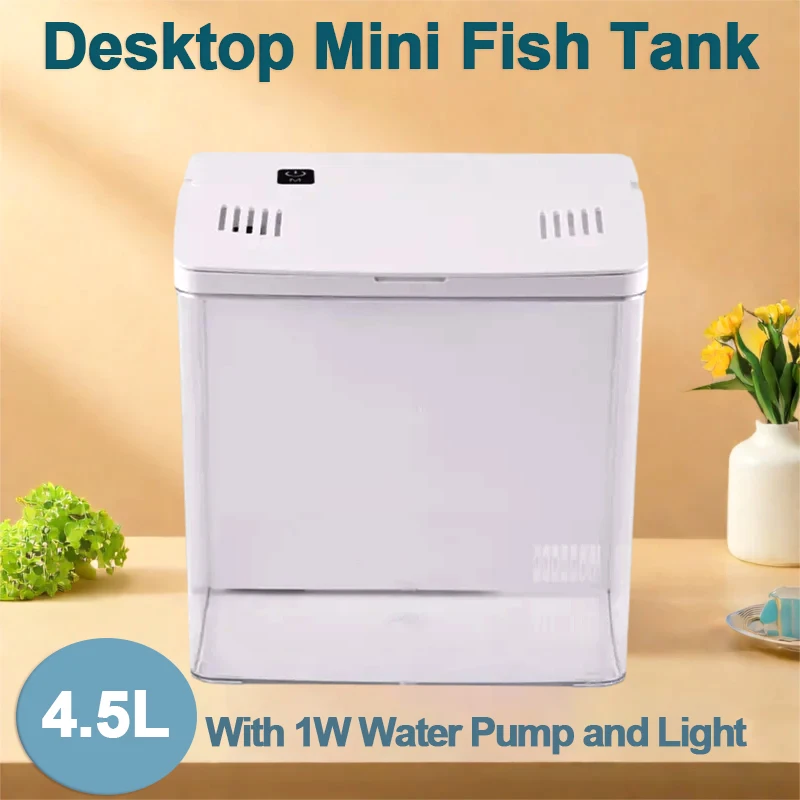 Fish Tank Mini Fish Tank Desktop Fish Tank Home With Led Light and Water Pump USB Connect Plastic Material Fish Tank