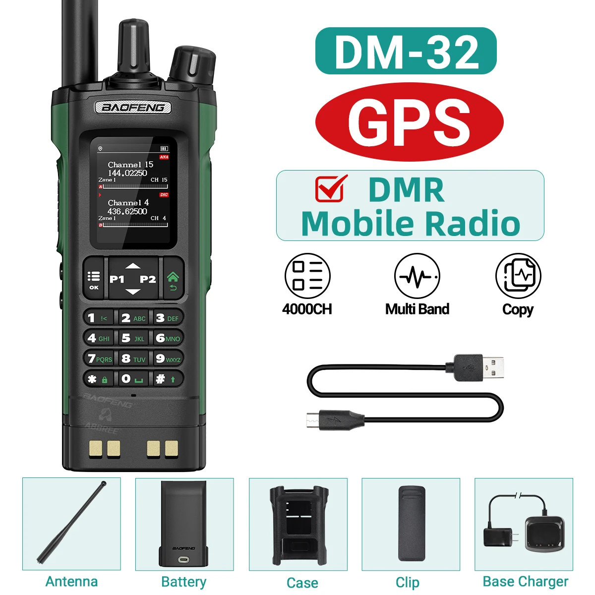 Baofeng DMR DM-32 Digitales Walkie-Talkie GPS Dual Mode Analog TDMA Dual Time Slot AM FM APRS Digitaler Anruf Amateurfunk DM-1701 UV-32