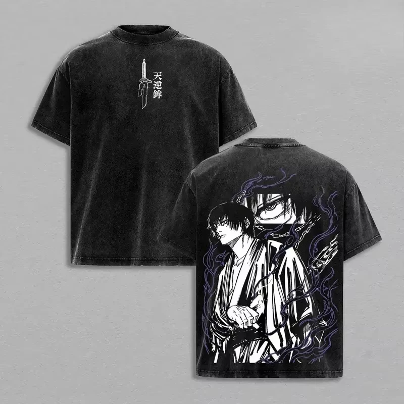 2026 Summer Anime Jujutsu Kaisen Fushiguro Toji Clothing Men's Clothing Women T-Shirt Washed Cotton Tee Retro T-shirt T Shirt