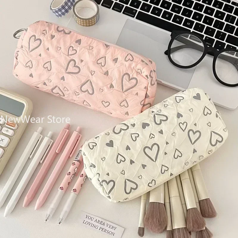 Pencil Case Fashionable Love Pencil Case Large Capacity Stationery Storage Bag Soft Pen Bag Multifunctional Learning Supplies