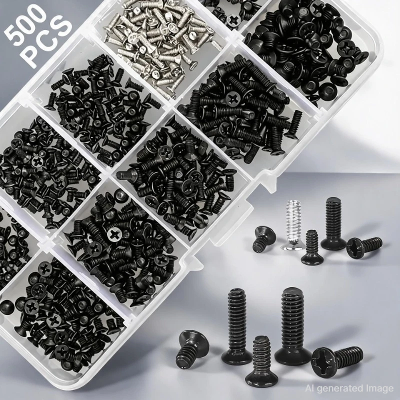 Kit di 500 viti di ricambio per laptop, notebook e computer, compatibile con Lenovo, Samsung, HP, viti e dadi universali, kit fai-da-te, strumenti per la riparazione, 2028