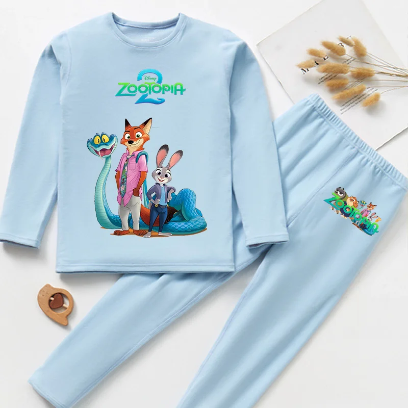 2 pièces Zootopia 2 pyjamas ensembles automne hiver Derong doux chaud longs vêtements de sommeil dessin animé tendance pyjama noël enfants cadeau