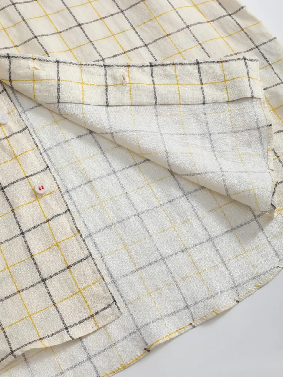 Men's Old Money Style 100% Double Rainwashed Linen Yarn-Dyed Check Stripe Soft Shirt 26S New