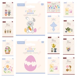 2025 New Spring Florals Easter Basket Egg Bunny Character Cutting Dies DIY Scrapbooking Stamps Cross Greeting Cards Stencil Mold