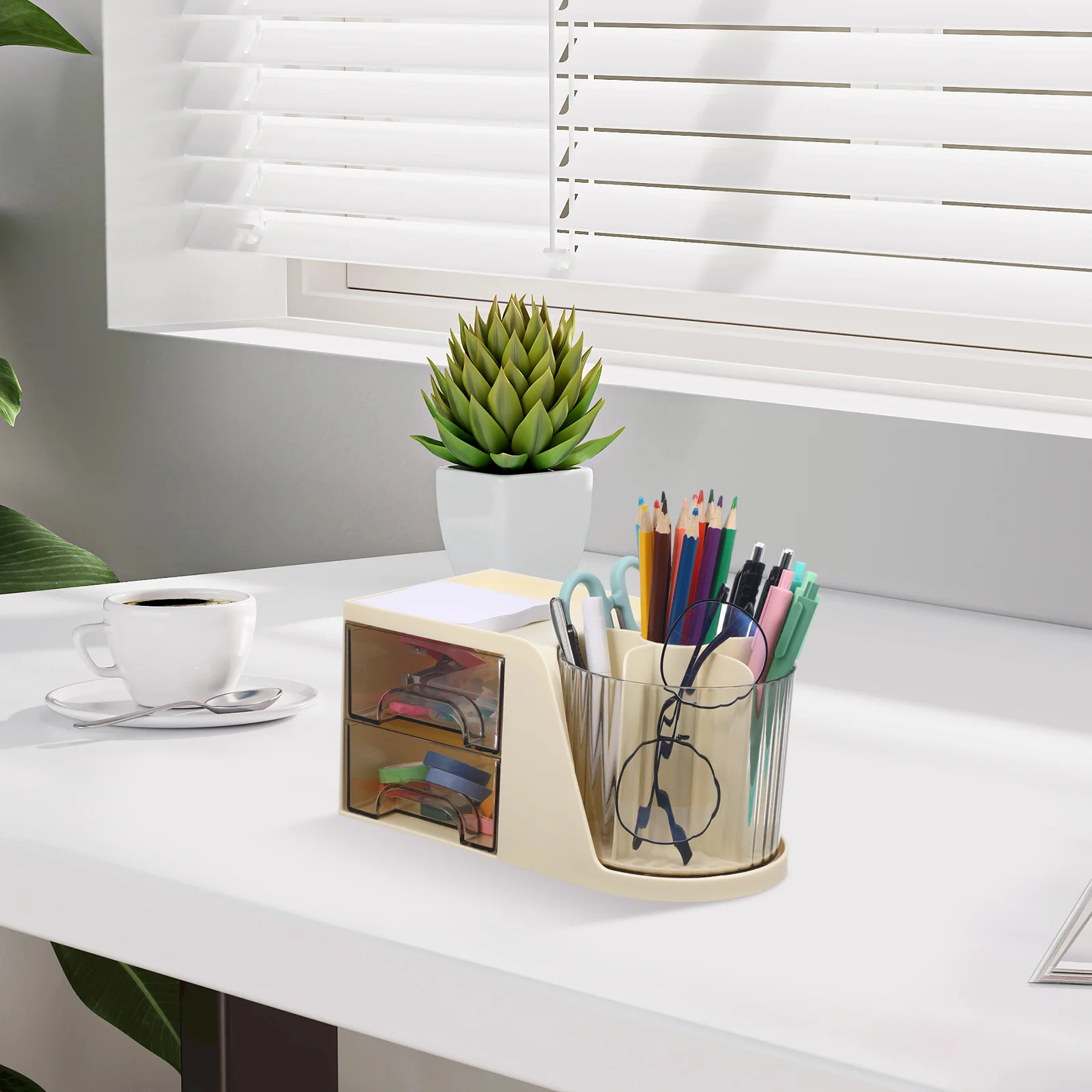 

Workspace Organizer Desk Accessory Pen Holder Stationery Box Plastic Sleek Design Office Accessories Desktop Organizer