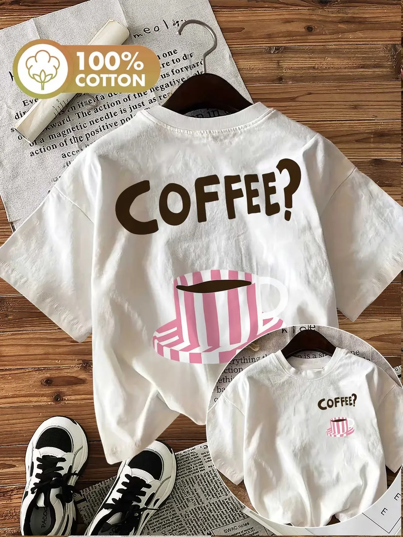 Grafisches T-Shirt für Kaffeeliebhaberinnen, 100 % Baumwolle, lässiges Damen-T-Shirt, weiches Rundhals-Kurzarm-Oberteil, lustiges T-Shirt für den Sommer, weiblich – Detail 5