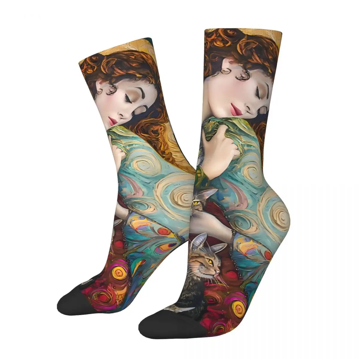 Gustav Klimt Painting Art Sock Printed Man Polyester