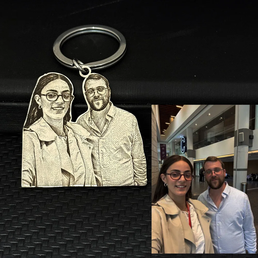 Personalized Photo Keychain Engraved Pets Picture Pendant Handmade Custom Family Couple Key Chain Memory Stainless Steel Jewelry