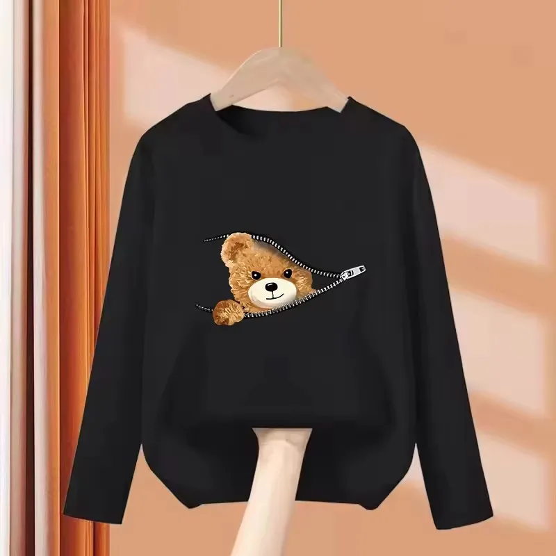 Langärmliges Modisches Bären-T-Shirt im Y2K-Stil Manga Kinder T-Shirt für Jungen und Mädchen Sommer Frühling Lässiges Oberteil – Detail 3