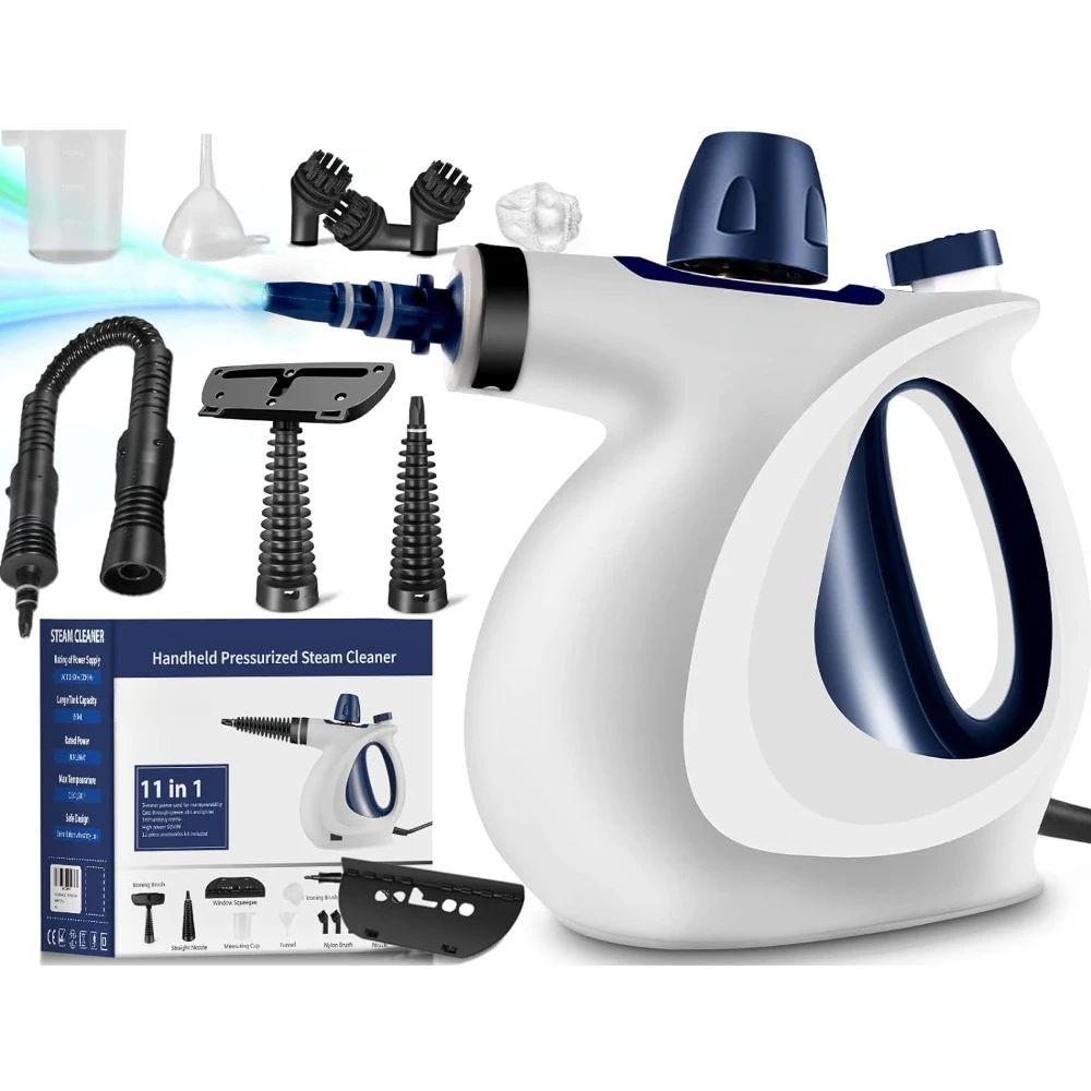 Handheld Pressurized Steam Cleaner with 11-Piece Accessory Set, Multi-Surface Steamer, for Home, Upholstery, Car, Floor and Tile