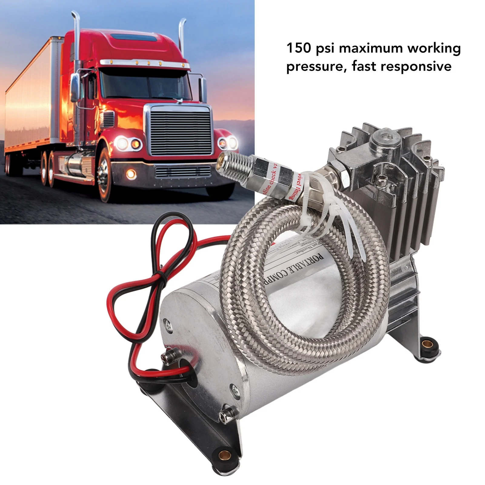 Heavy Duty Air Compressor 20A 150 PSI Metal  NPT1/4 Thread for 12V Vehicles Yacht Boats Train Horn Air Compressor
