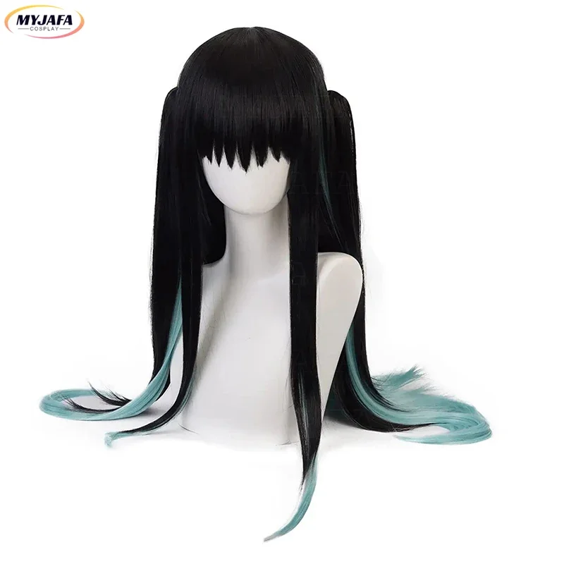 Tokitou Muichirou Cosplay Wig Demon Slayer Kimetsu No Yaiba Kisatsutai Muichiro Tokito Black Gradient Green Anime Wigs Wig Cap