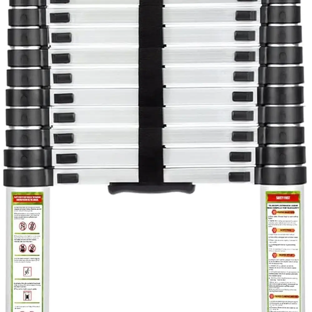 Escalera Telescópica de Aluminio de 6.2 Metros, Gancho Estable y Pies Antideslizantes, Portátil para el Hogar y Exteriores, Carga de 150 kg