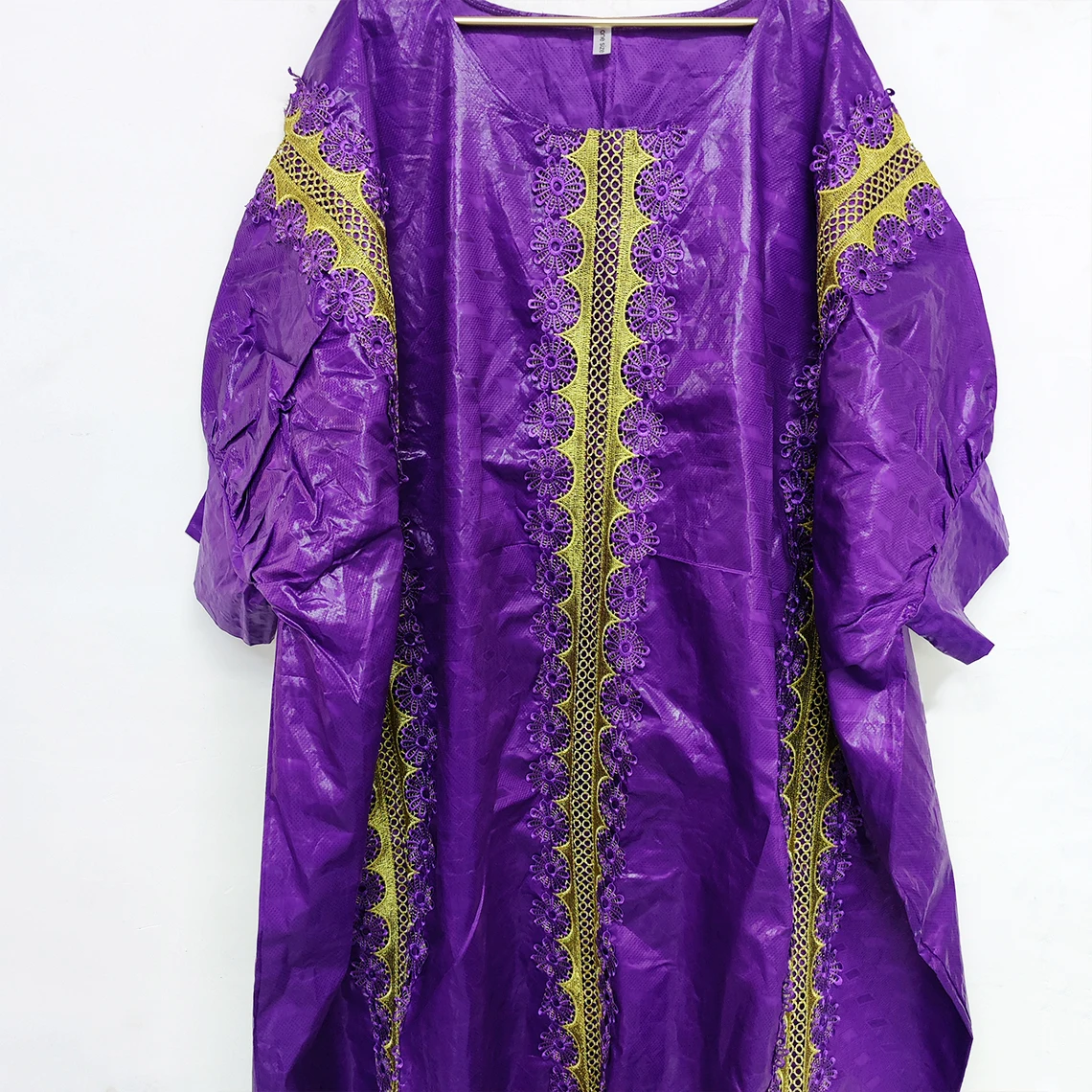 

Purple African Boubou Bazin Riche Dashiki Wedding Bride Dress Traditional Nigeria Mali Mix Size Dashiki With Ribbon Guipure Gown