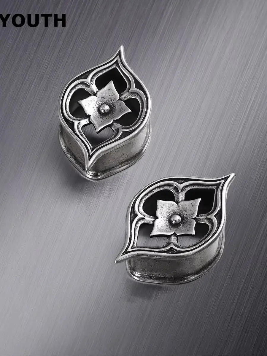 KUYOUTH Vintage Lotusblüten-Ohrstöpsel, Hohle Ohrdehner, Piercing-Schmuck für Dehnbare Ohren – Detail 3