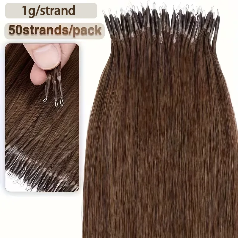 1g/strand Nano Bead Ring Human Hair Extension Pre Bonded Nano Tip Hair Extensions Micro Beads Rings Loop Hand Tied Hairpiece