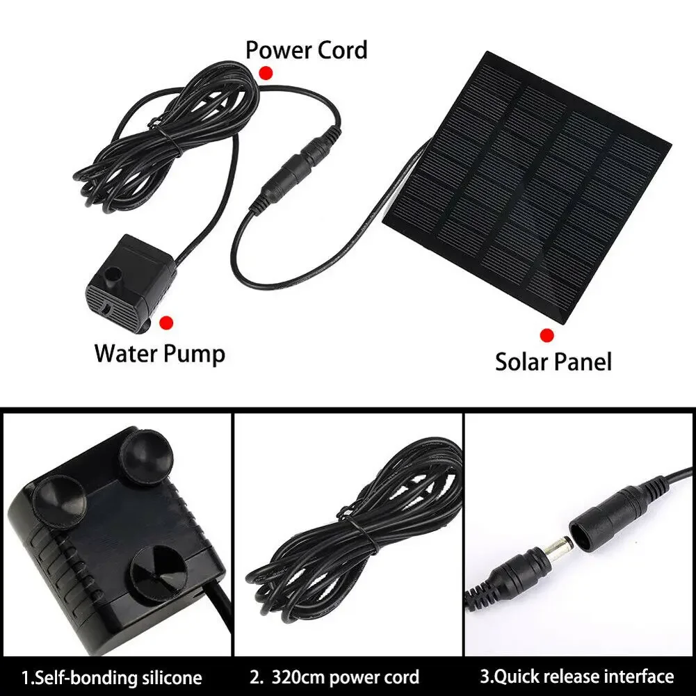 Solar Panel Powered Water Fountain Pool Pond Garden Water Sprinkler Sprayer with Water Pump & 3 Spray Heads Aquarium fountain