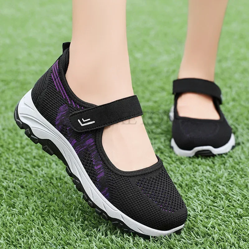 Women Flat Shoes New Anti Slip Sports Summer Breathable Mesh Travel Casual Comfortable Lightweight Flat Sneakers for Women