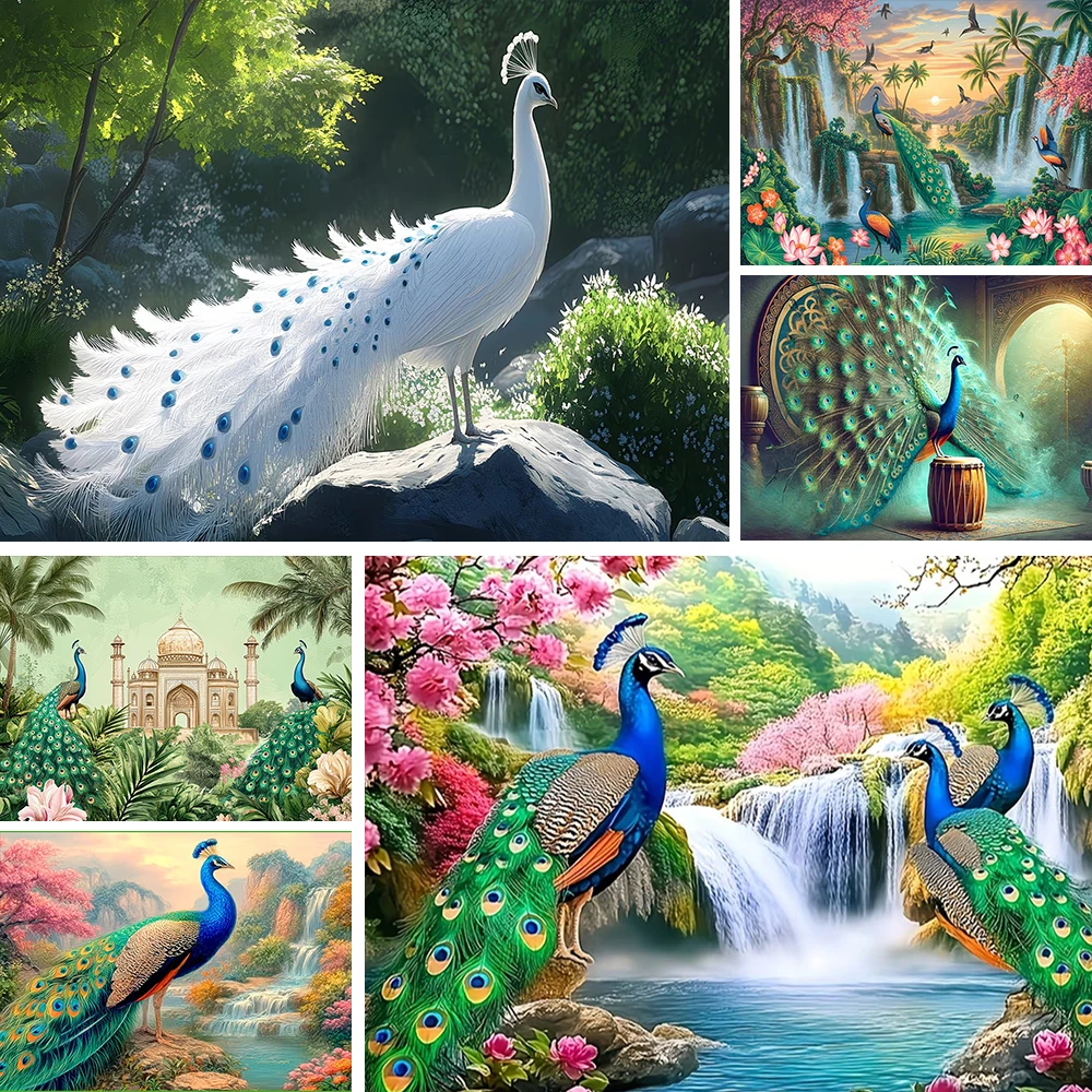 

Peacock Theme Background Happy Birthday Flower Castle Waterfall Party Decor Backdrop Photography Studio Supplies Props Banner