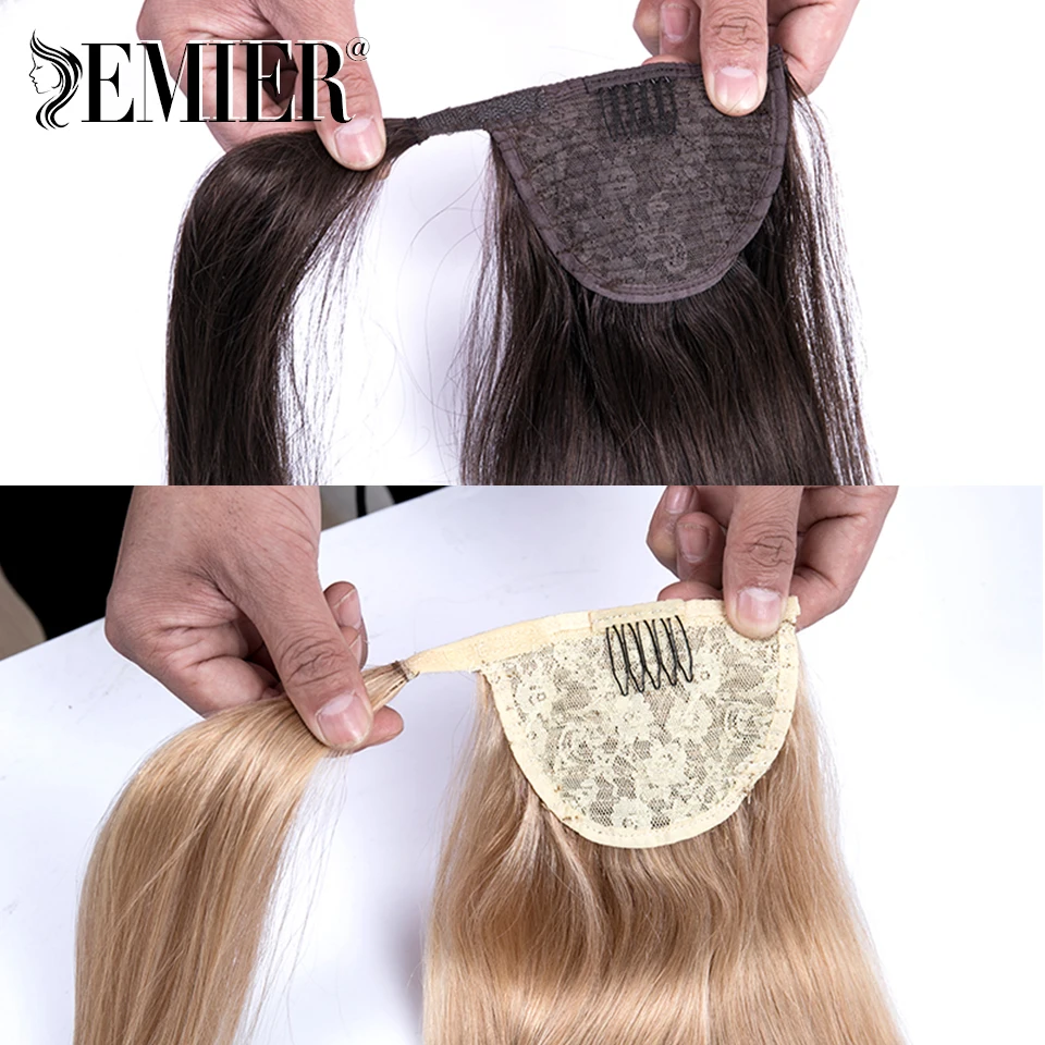 Paardenstaart Menselijk Haar Remy Europese Steil Haar Extensie Voor Vrouwen 60G/70G/100G/120G Natuurlijke Kleur Hoge Staart Clip In Extensions