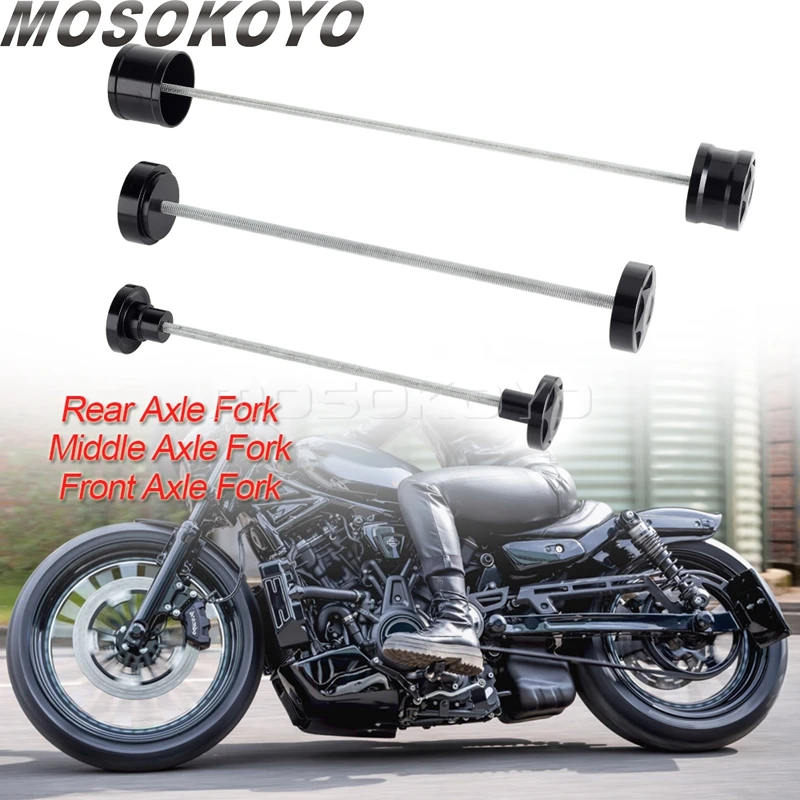 Front Middle Rear Axle Fork Crash Slider Caps Cover For Harley Nightster 975 RH975 2022-2026 Motorcycle Wheel Falling Protector