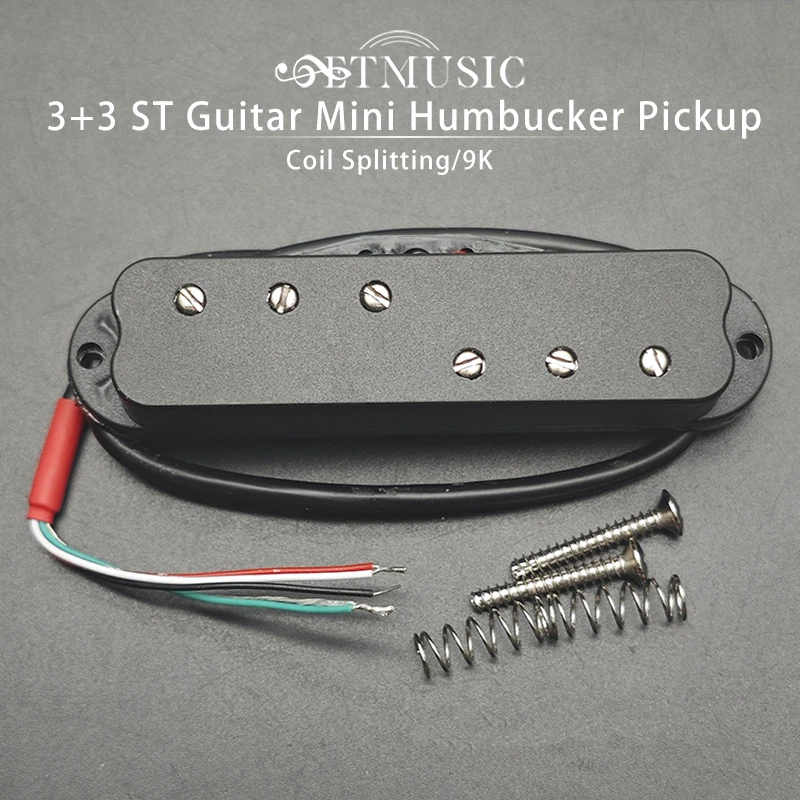 St mini humbucker 3 + 3 pólo ajustável peça única bobina captador tamanho 9k 4 condutos bobina de saída divisão captador multi cor